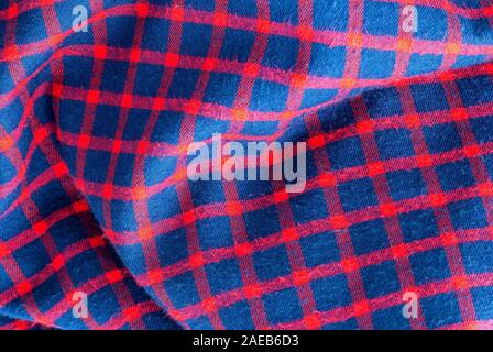 Plaid check patten in red, and blue. Seamless fabric texture for digital textile printing. Stock Photo