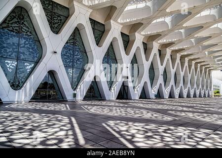 Detail of Menara International Airport building of Marrakesh,Morocco,with its stunning architectural design Stock Photo