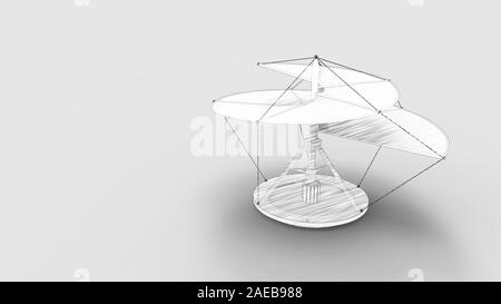 3d rendering of the da vinci helicopter isolated in studio background Stock Photo