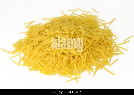Raw uncooked vermicelli isolated on white Stock Photo