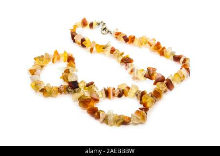 Beads from sea stones isolated on white Stock Photo