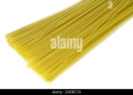 Raw uncooked spaghetti isolated on white Stock Photo