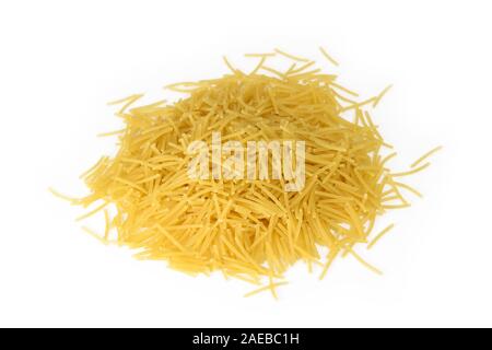 Raw uncooked vermicelli isolated on white Stock Photo
