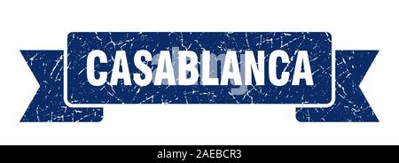 Casablanca ribbon. Blue Casablanca grunge band sign Stock Vector