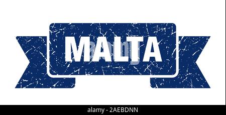 Malta ribbon. Blue Malta grunge band sign Stock Vector