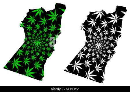 Nimruz Province (Islamic Republic of Afghanistan, Provinces of Afghanistan) map is designed cannabis leaf green and black, Nimroz map made of marijuan Stock Vector