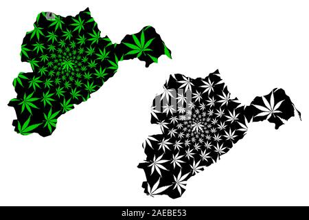 Logar Province (Islamic Republic of Afghanistan, Provinces of Afghanistan) map is designed cannabis leaf green and black, Logar map made of marijuana Stock Vector