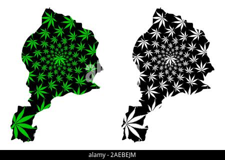 Jowzjan Province (Islamic Republic of Afghanistan, Provinces of Afghanistan) map is designed cannabis leaf green and black, Jawzjan or Jozjan map made Stock Vector