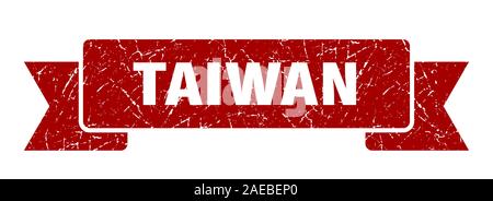 Taiwan ribbon. Red Taiwan grunge band sign Stock Vector