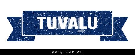 Tuvalu ribbon. Blue Tuvalu grunge band sign Stock Vector