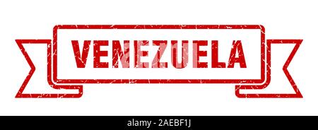 Venezuela ribbon. Red Venezuela grunge band sign Stock Vector