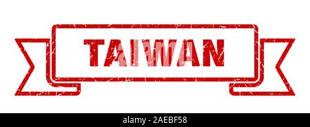 Taiwan ribbon. Red Taiwan grunge band sign Stock Vector