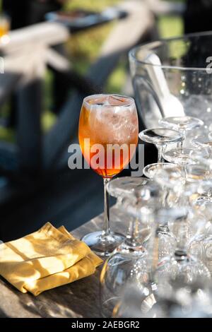 Food served on round table in a white hall during a Birthday corporate party in Eastern European Baltic Riga Latvia - Wooden ambar hall in countryside Stock Photo