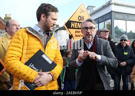 Actor Steve Coogan canvassing in Lewes, in the Lewes constituency with Liberal Democrat candidate Oliver Henman. Stock Photo