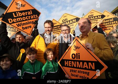 Actor Steve Coogan canvassing in Lewes, in the Lewes constituency with Liberal Democrat candidate Oliver Henman. PA Photo. Picture date: Sunday December 8, 2019. Photo credit should read: Gareth Fuller/PA Wire Stock Photo