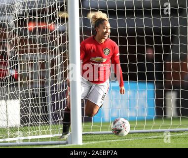 Manchester United's Lauren James celebrates scoring her first goal against Everton during the FA Women's Super League match at Leigh Sports Village Stadium, Manchester. Stock Photo