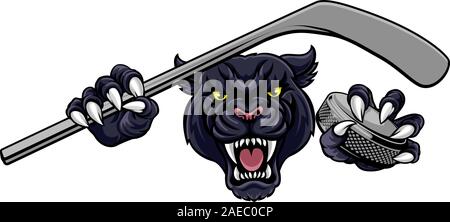 Panther Ice Hockey Player Animal Sports Mascot Stock Vector