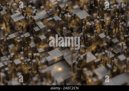 Randomly distributed cubes, Industrial background, 3d rendering ...