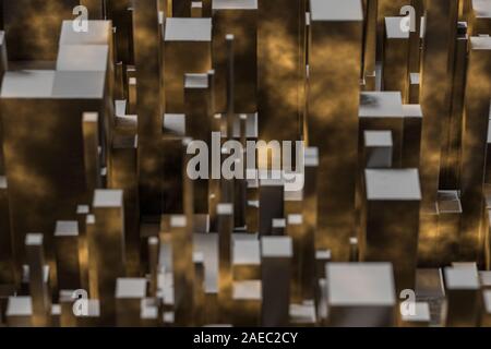 Randomly distributed cubes, Industrial background, 3d rendering ...
