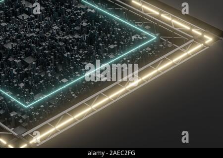 Randomly distributed cubes, Industrial background, 3d rendering ...