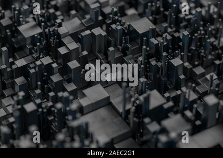 Randomly distributed cubes, Industrial background, 3d rendering ...