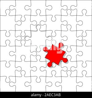 Background Vector Illustration jigsaw puzzle. Separately with one red. Stock Vector