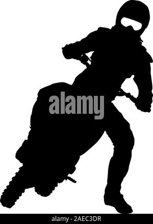 Black silhouettes Motocross rider on a motorcycle. Vector illustrations. Stock Vector