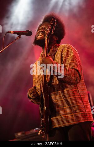 Milan Italy. 07 December 2019. The British singer-songwriter and record producer MICHAEL KIWANUKA performs live on stage at Fabrique to present his new album 'Kiwanuka'. Stock Photo