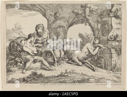 Chiron Teaching Music to Achilles; 1758date Gaetano Zompini after Giovanni Benedetto Castiglione, Chiron Teaching Music to Achilles, 1758 Stock Photo