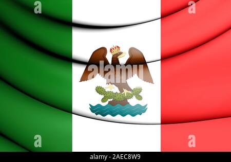 3D Flag of First Mexican Empire. 3D Illustration. Stock Photo