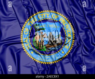 3D Flag of Providence (Rhode Island), USA. 3D Illustration. Stock Photo