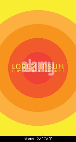 Colorful Ellipse Background Design Concept, Abstract Background Design Template, Orange Yellow Gradation, Gradient, Rounded Shape, Circle, Ring, 16:9 Stock Vector