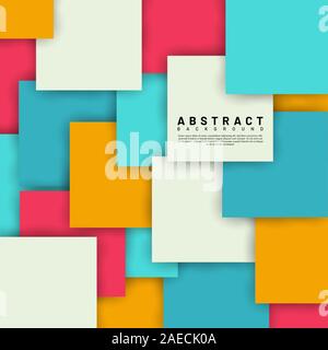 abstract vector background. overlapping full-color square design. Vector Illustration For Wallpaper, Banner, Background, Card, Book Illustration Stock Vector