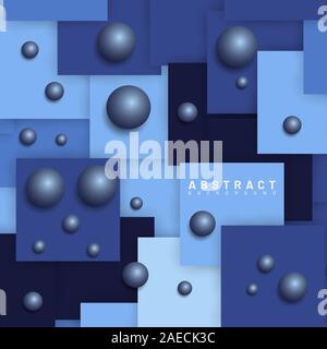 abstract vector background. overlapping blue square design with sphere. Vector illustrations for wallpapers, banners, backgrounds, cards, book Stock Vector