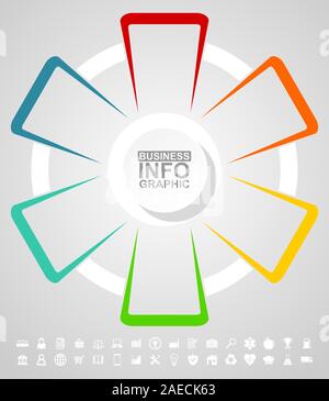 Infographic template, set of vector icons, business circular diagram in eps 10 Stock Vector