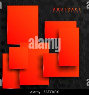 Abstract 3d geometric orange squares vector. hexagon background .design for banners, wallpaper, web, etc. Stock Vector
