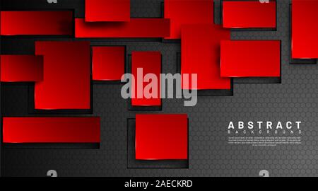 Abstract 3d geometric red squares vector. hexagon background .design for banners, wallpaper, web, etc. Stock Vector