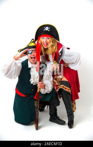 1 Dec 2019 Israel tel Aviv two pirates on white background funny characters Stock Photo