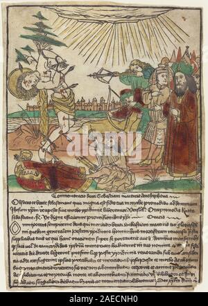 This artwork depicts the martyrdom of Saint Sebastian, illustrating the ...