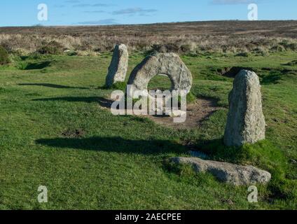 The Men an Tol, Ancient Site, West Cornwall Stock Photo
