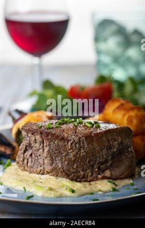 closeup of a steak on a plate Stock Photo