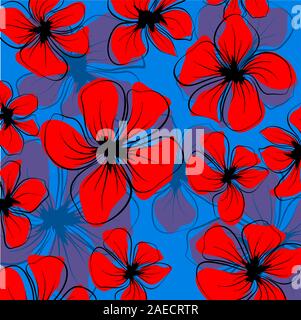 Abstract poppies seamless for paper design. Vector design illustration. Seamless background pattern. Red poppy flowers watercolor. Art vector Stock Vector