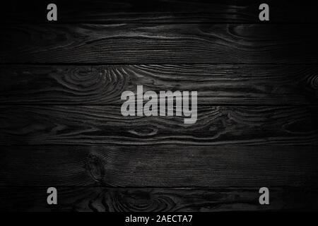 Black Wooden Plank Background with Vignette Stock Photo