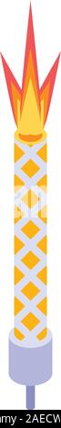 Birthday fireworks candle icon, isometric style Stock Vector