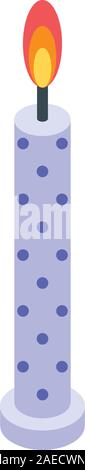 Burning birthday candle icon, isometric style Stock Vector