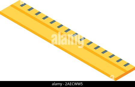 Wood ruler icon, isometric style Stock Vector