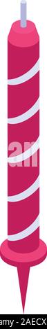 Decoration pink candle icon, isometric style Stock Vector