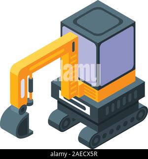 Road repair excavator icon, isometric style Stock Vector