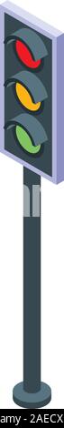 Traffic lights icon, isometric style Stock Vector