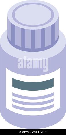 Pills jar icon, isometric style Stock Vector